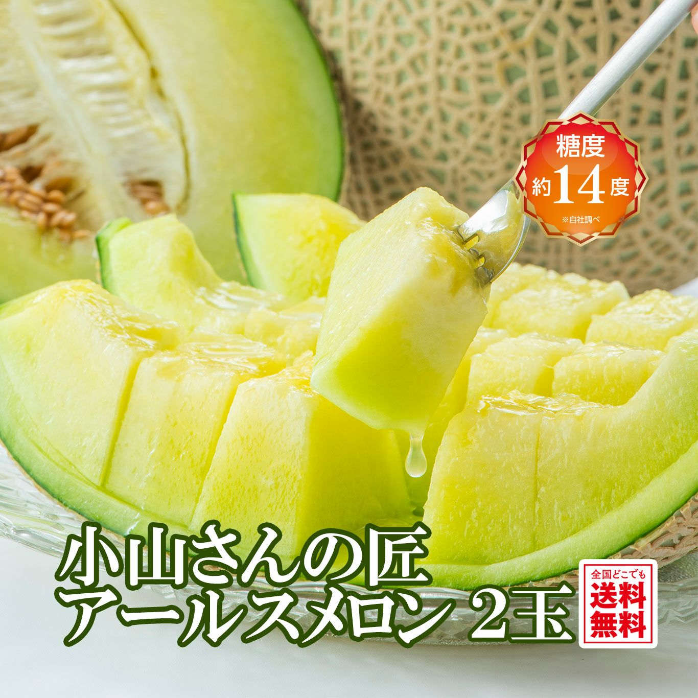 小山さんの完熟アールスメロン 2玉入り【送料無料】