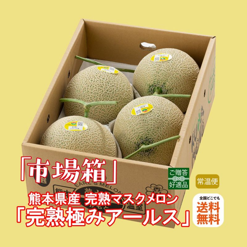 ◇市場箱◇完熟マスクメロン「甘熟極みアールス」 4玉入（２L～３Ｌ） 【送料無料】 - とっぺん市場