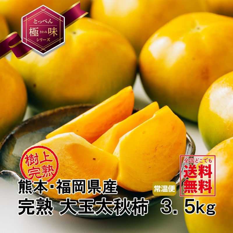 ≪とっぺん極味≫完熟　大玉　太秋柿　約3.5ｋｇ（8～9玉）【送料無料】