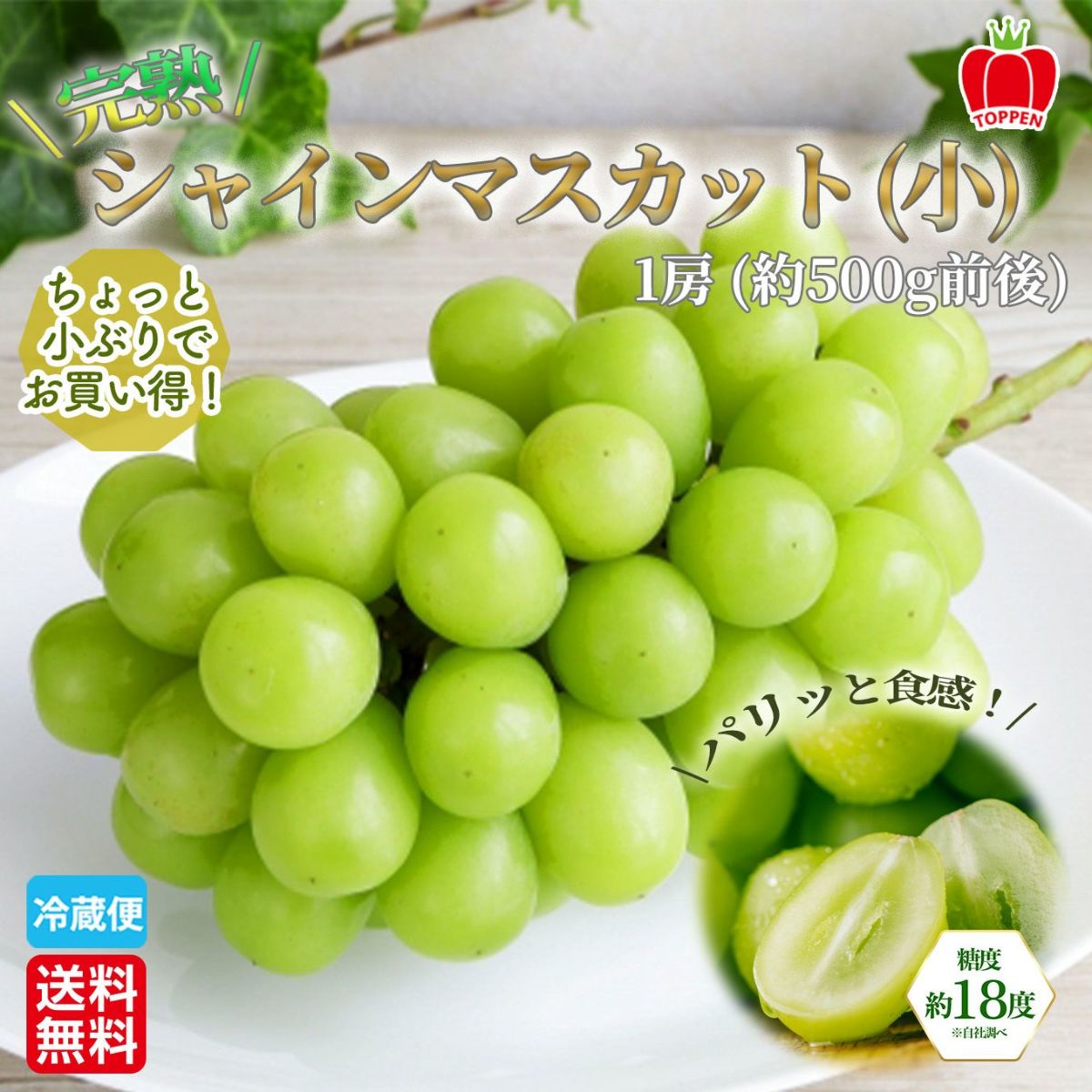 完熟　シャインマスカット（小）　１房（500ｇ前後） 【送料無料】