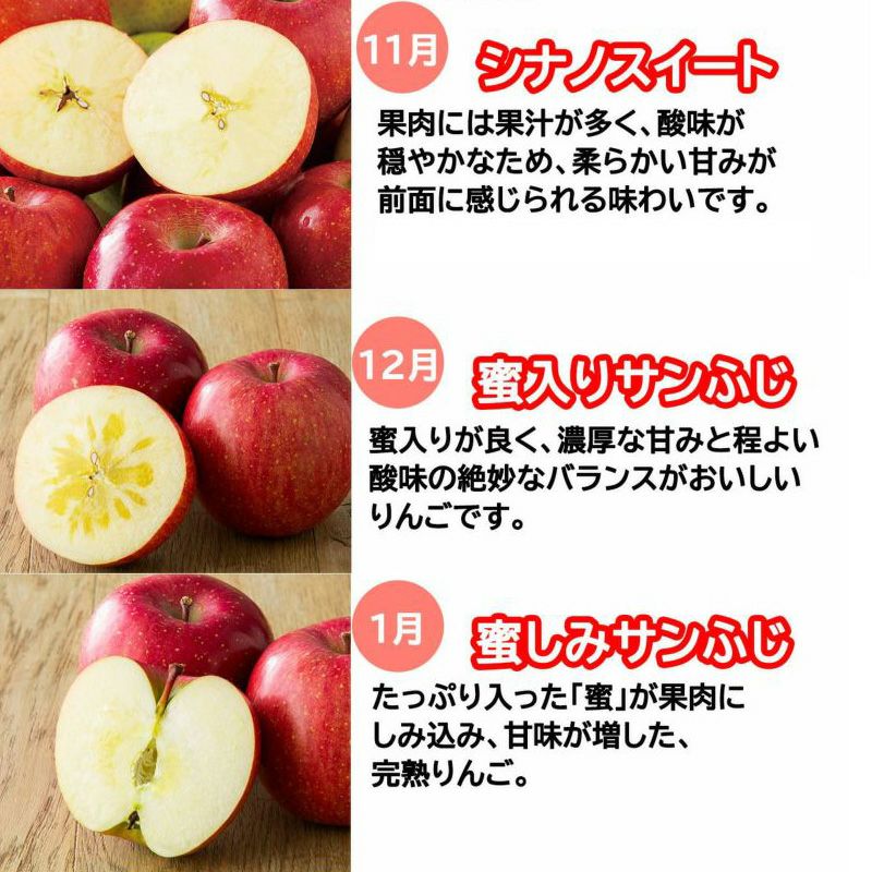  りんごづくし定期便≪2.5ｋｇ（7～10玉）／月1回お届け：11月～1月／期間限定≫【毎月一律価格・送料無料】