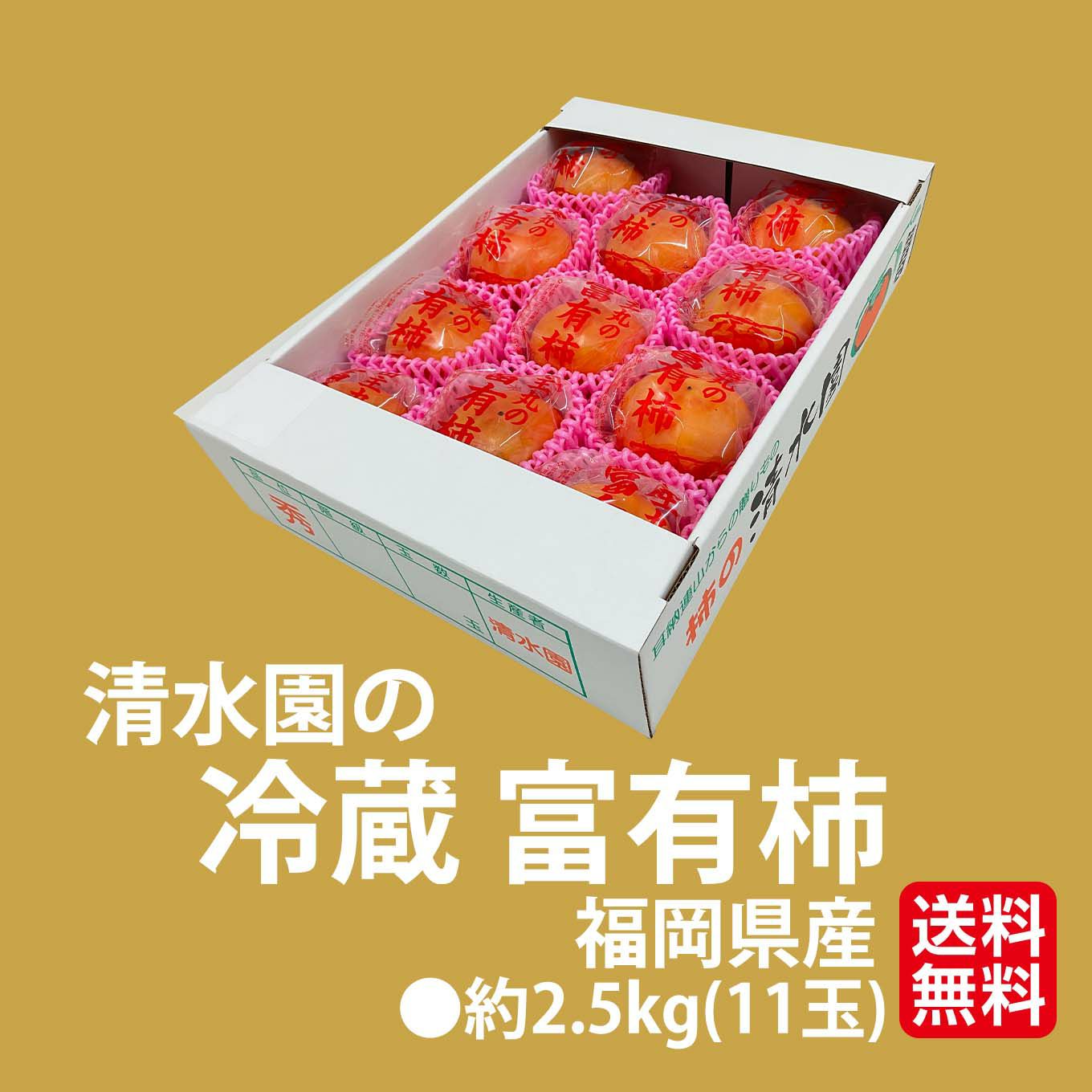 《極味シリーズ》福岡県産直 清水園の冷蔵 富有柿　約2.5kg（11玉）【送料無料】